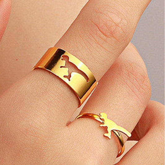 Trendy Silver Color Dinosaur Rings