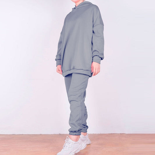 Hooded Sweatshirt and Pants Tracksuit Set