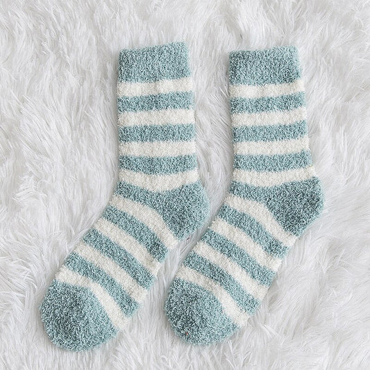 Striped Fluffy Winter Socks