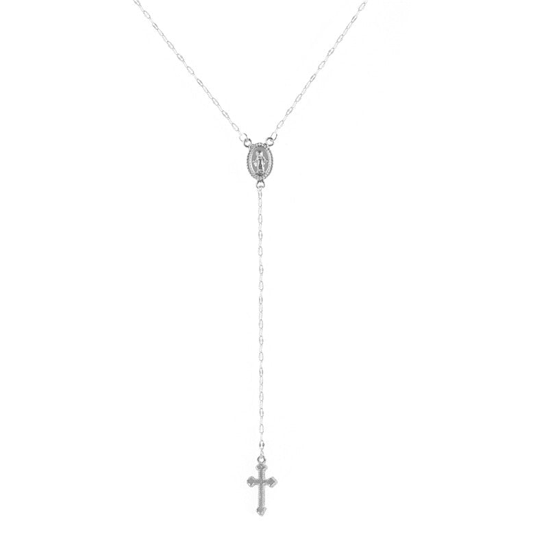 Vintage Christian Cross Rosary Pendant Necklace