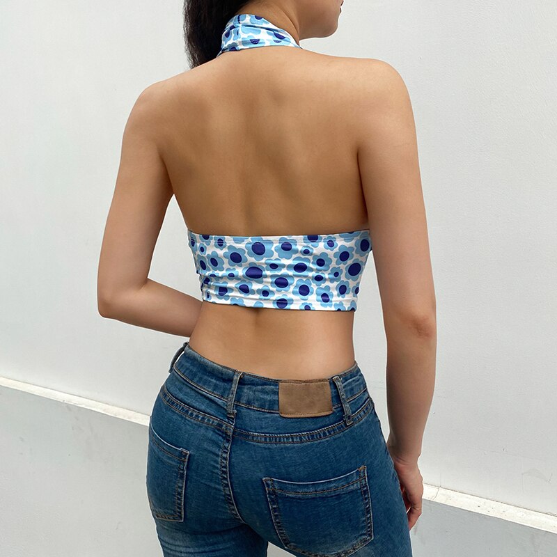 Daisy Printed Crop Tank Tops