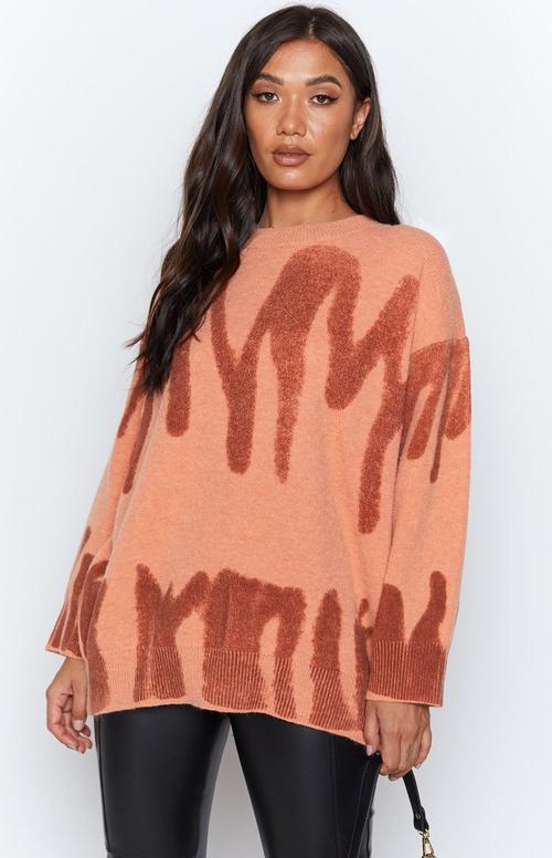 Striped Print Oversized Sweater