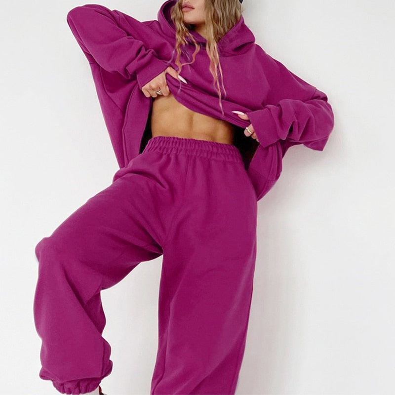 Warm Oversized Fleece Tracksuit 2 Piece Set