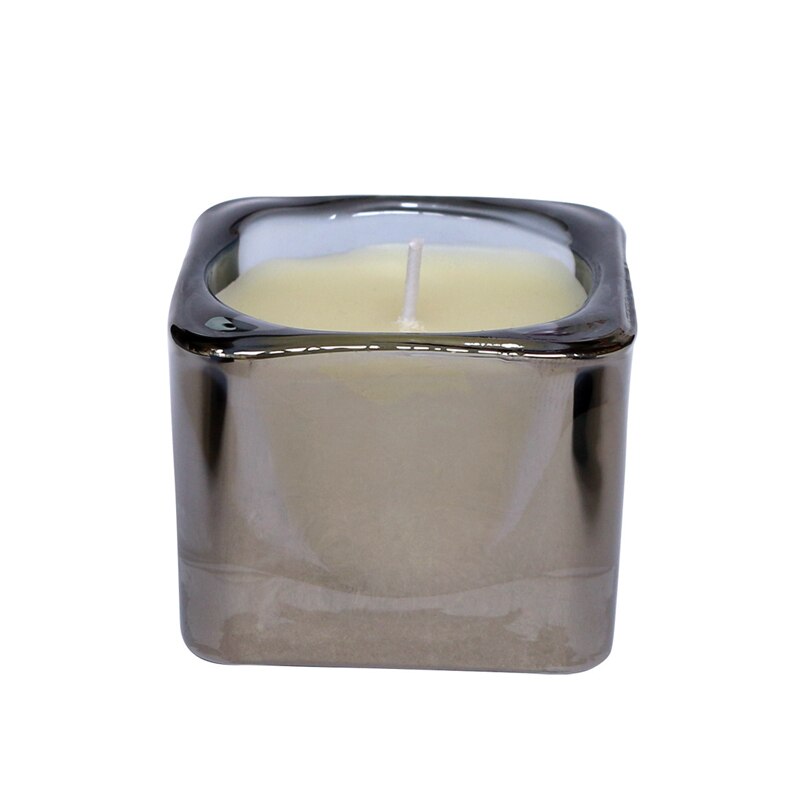 Creative Soy Wax Coconut Candle Scented in glass Yunmo Grey Ion Plated Square Cup Aromatherapy Candle home decor souvenirs