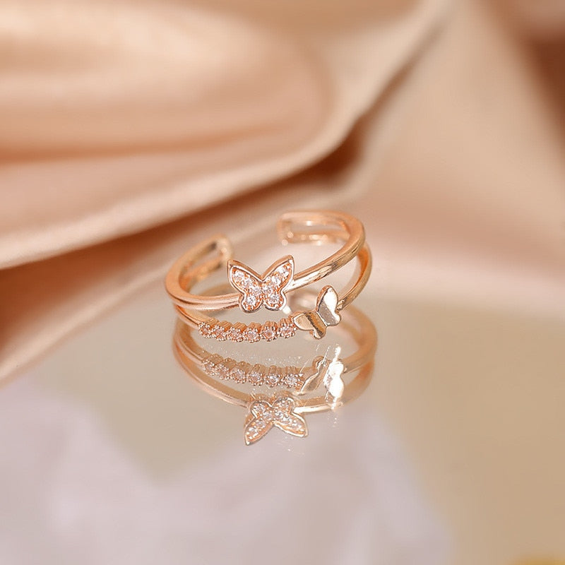 Exquisite Double Opening Butterfly Ring