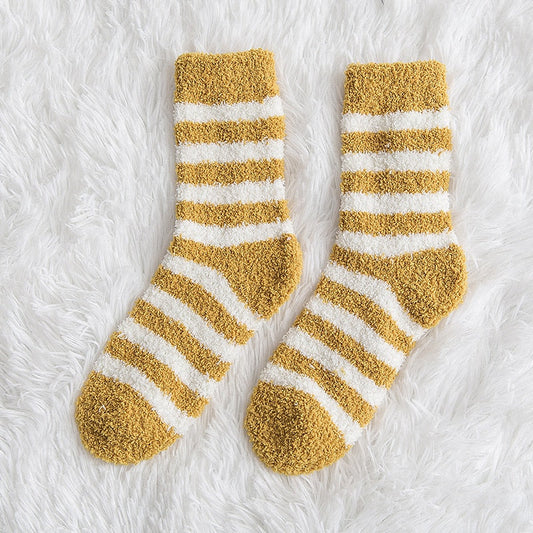 Striped Fluffy Winter Socks