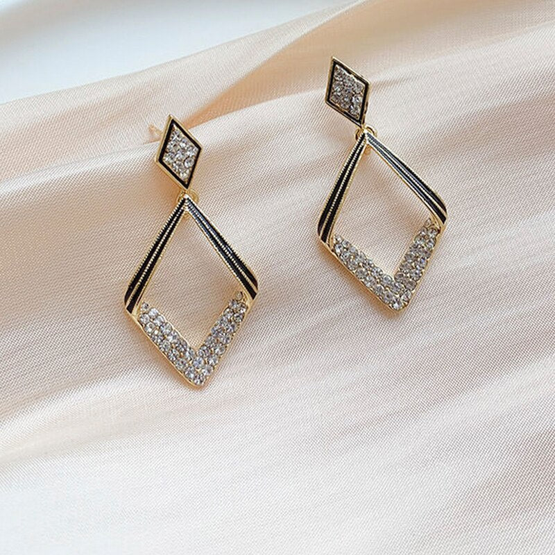 Square Crystal Drop Earring