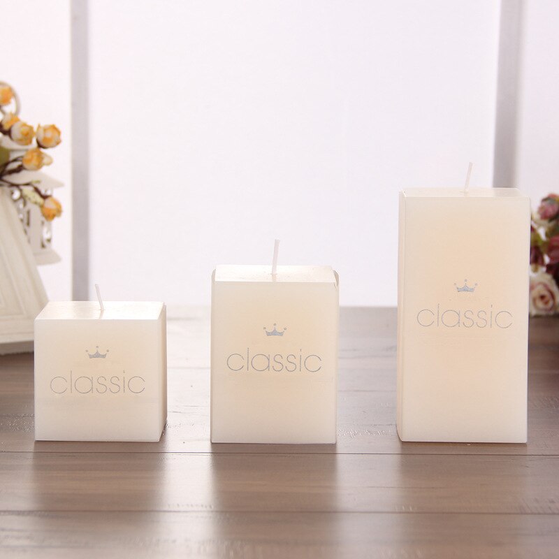 New year candles classic European-style ivory white candles Cuboid smokless candle wedding decorative household romantic candles