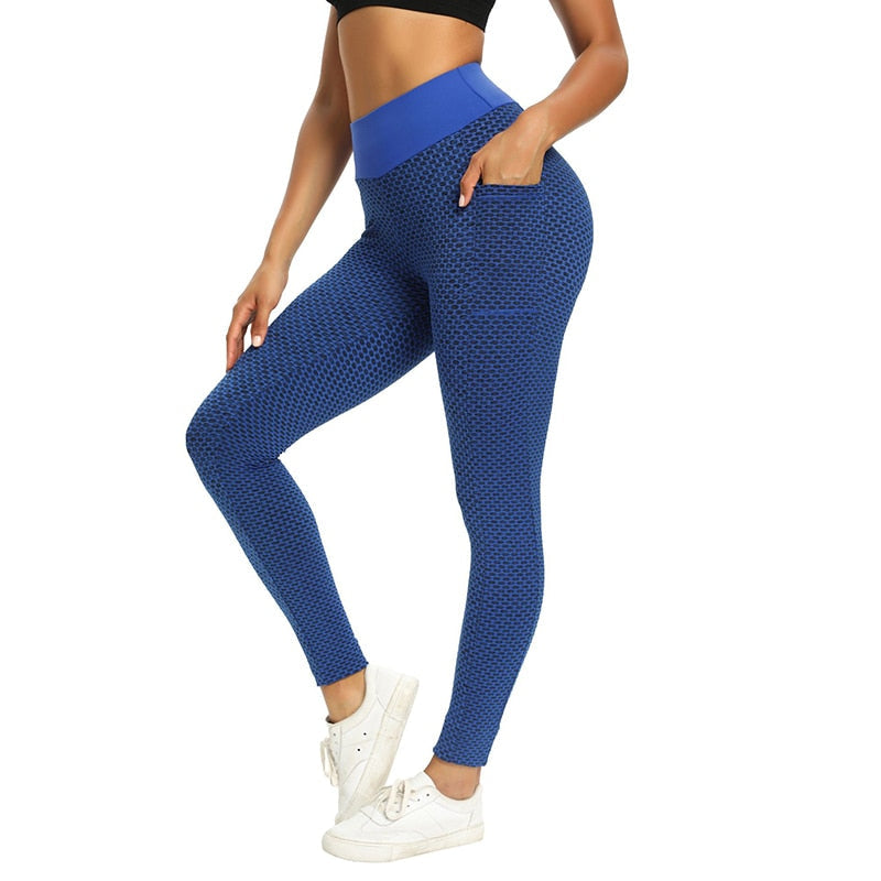 Sports Seamless High Waisted Leggings With Honeycomb Pocket