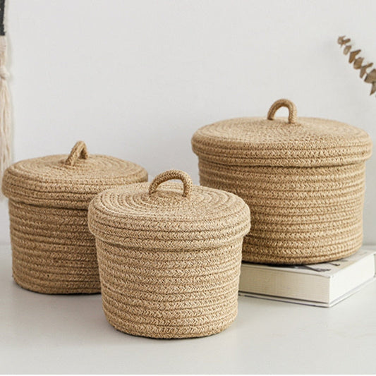 Basket Woven Storage Box With Lid