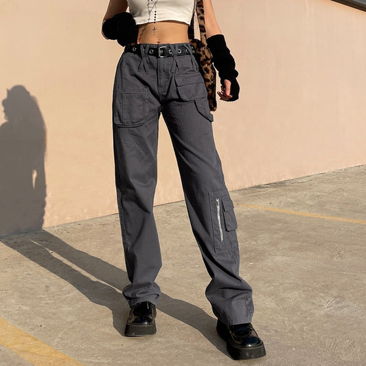 Mid Waist Cargo Pocket Boyfriend Pants