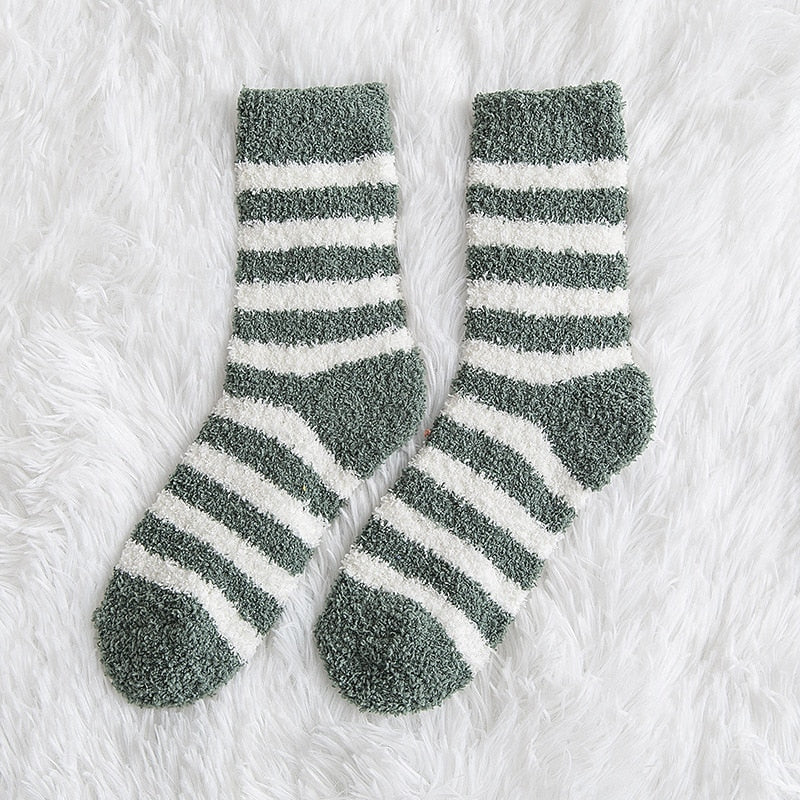 Striped Fluffy Winter Socks