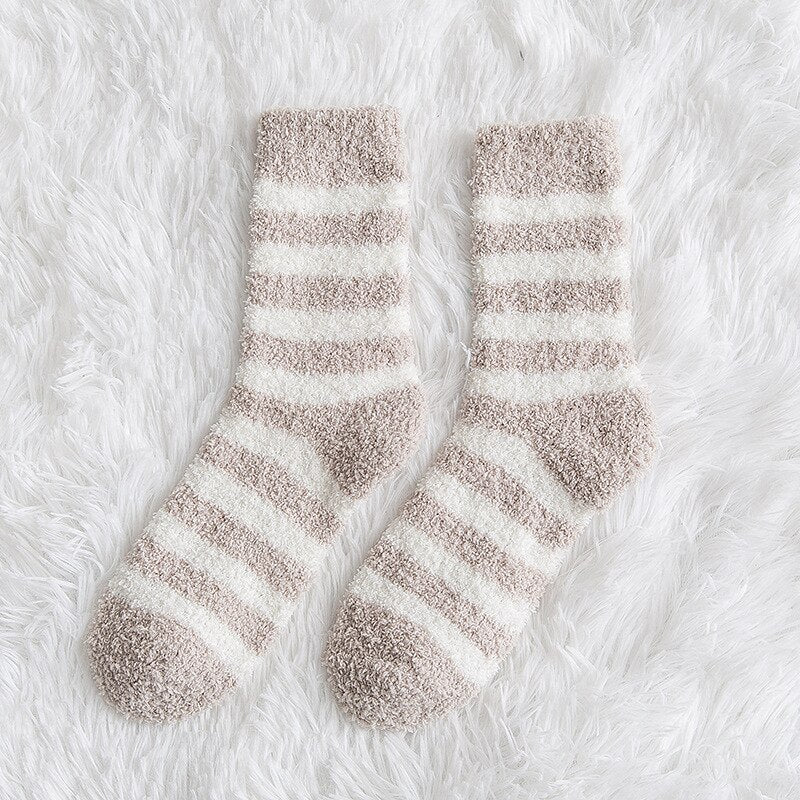 Striped Fluffy Winter Socks