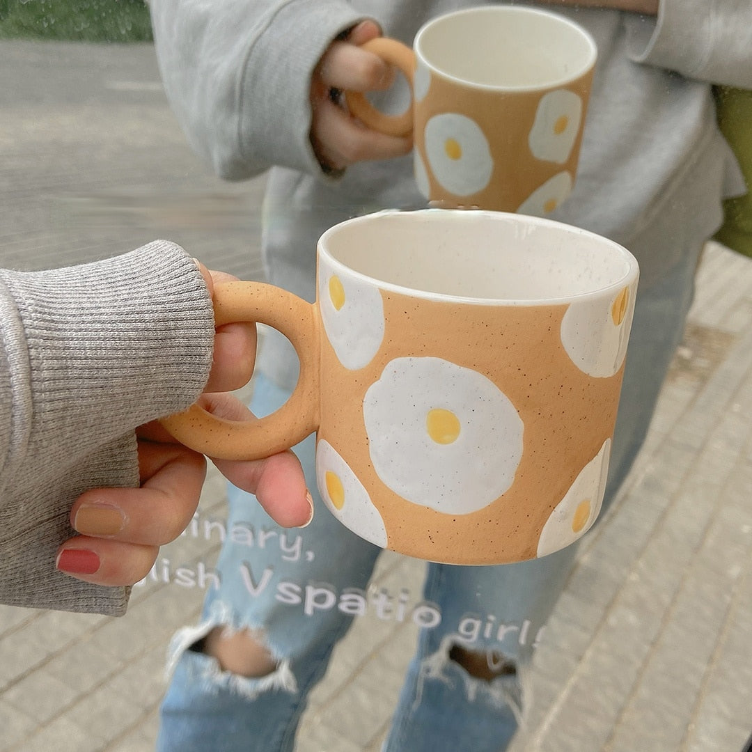 Hand-Painted Ceramic Breakfast Mug