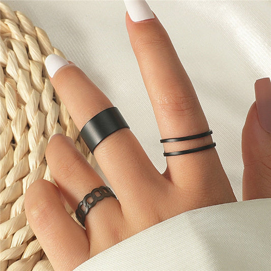 Punk Finger Geometric Metal Ring