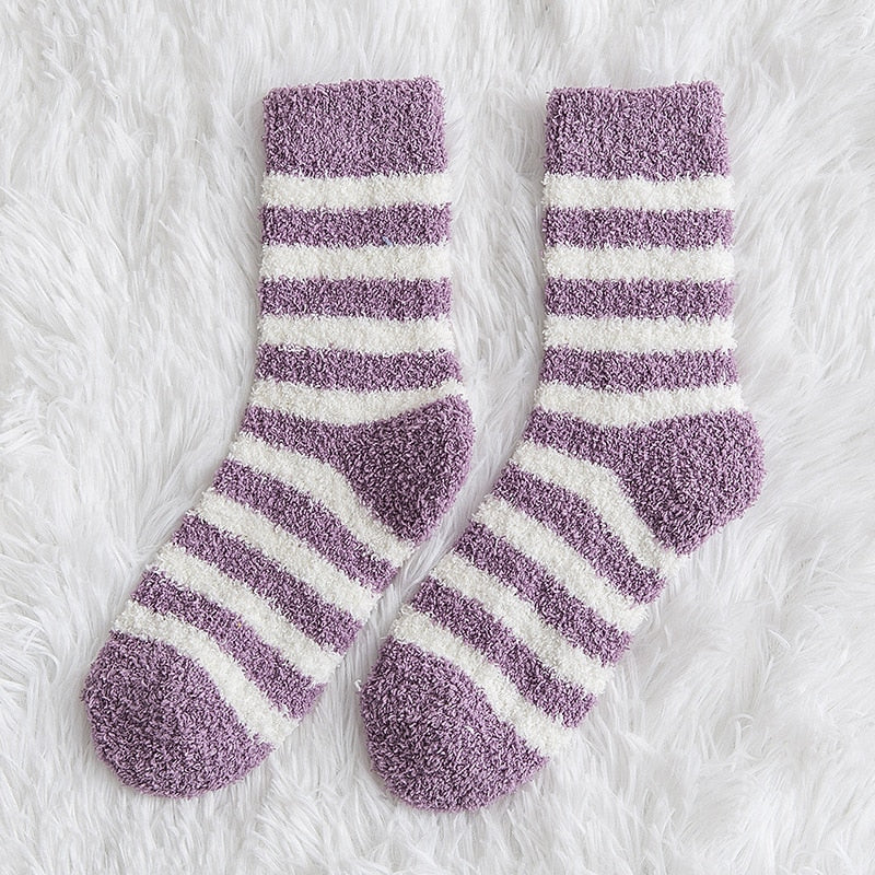 Striped Fluffy Winter Socks