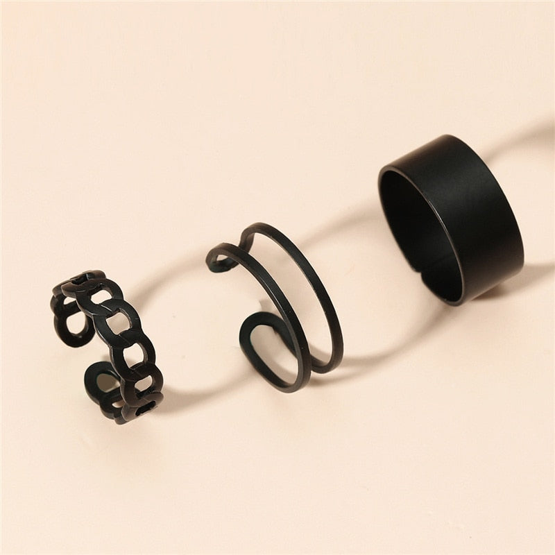 Punk Finger Geometric Metal Ring