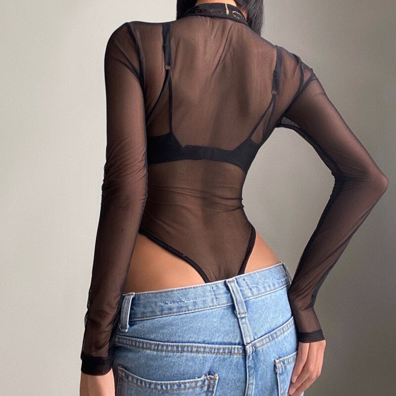 Mesh Transparent Bodysuit Top