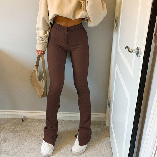 High Waist  Side Split Pants