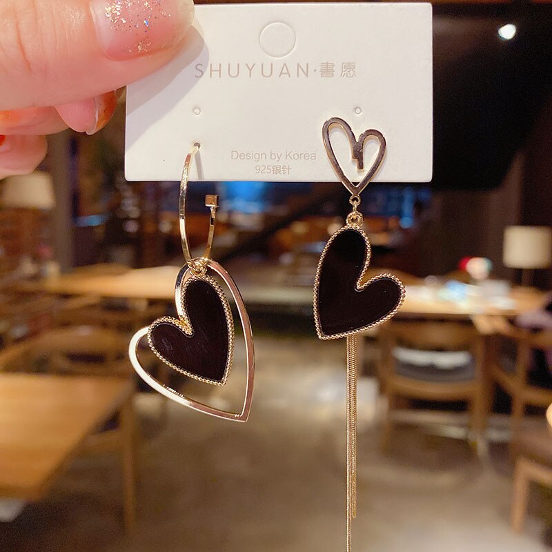 Sweet Big Heart Drop Earrings