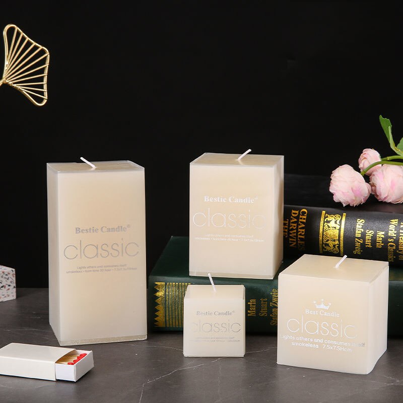 New year candles classic European-style ivory white candles Cuboid smokless candle wedding decorative household romantic candles