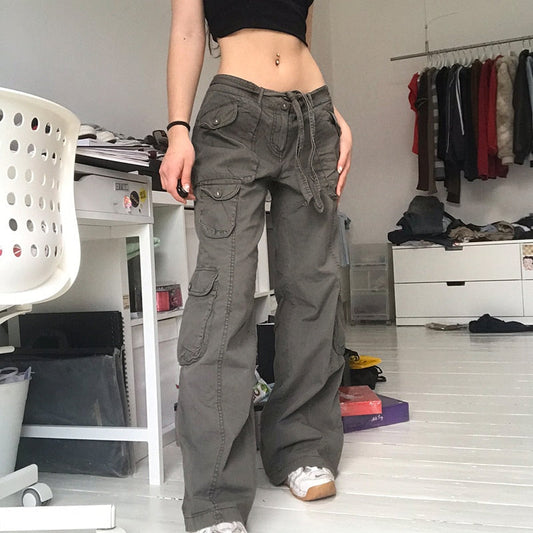 Mid Waist Cargo Pocket Baggy Boyfriend Jeans