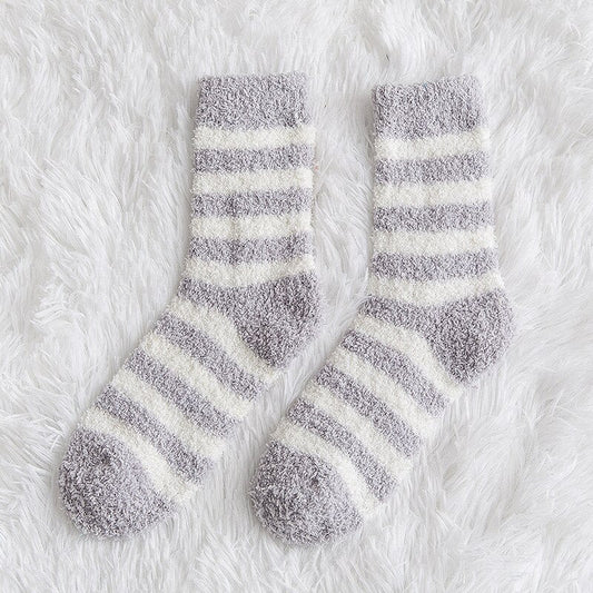 Striped Fluffy Winter Socks