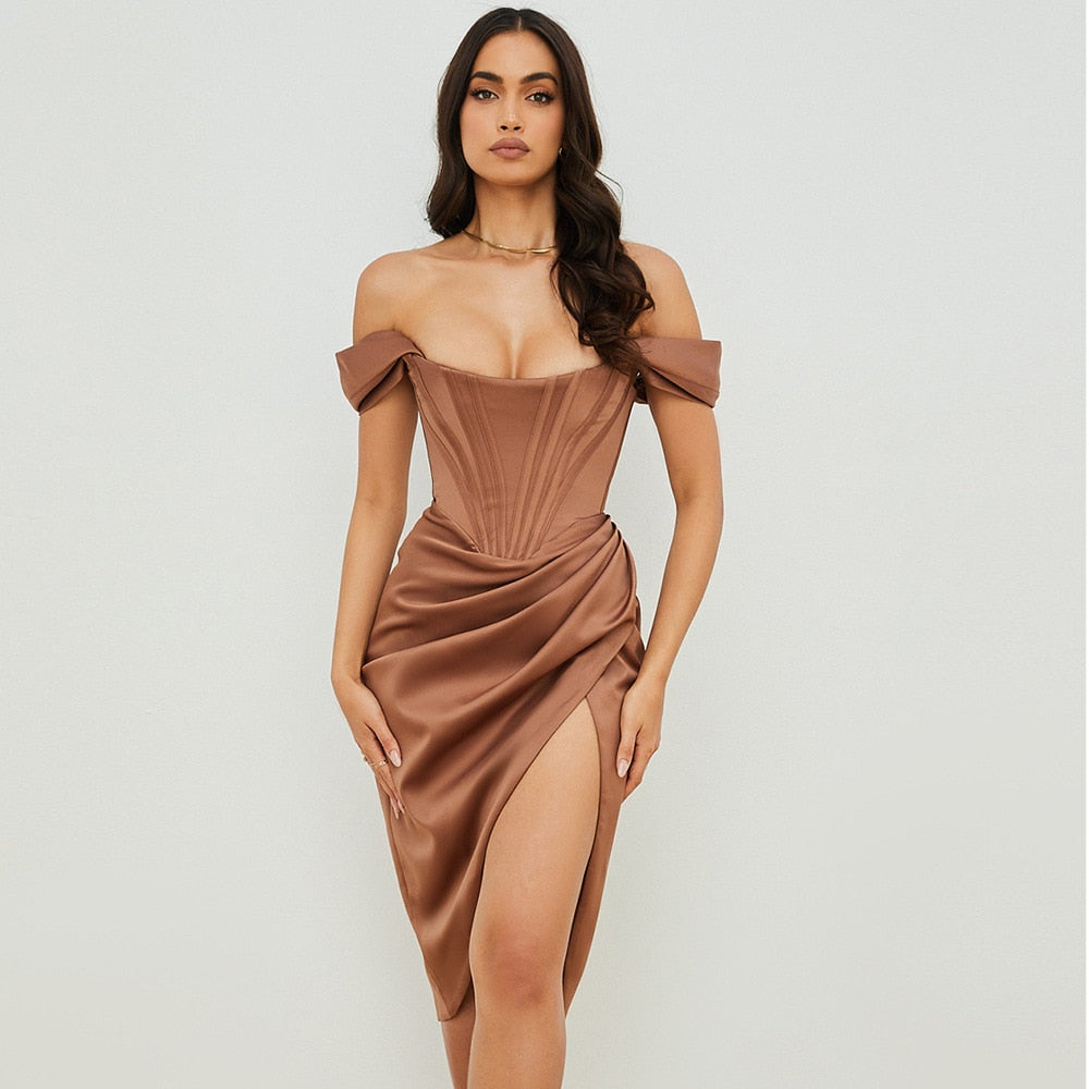 Draped Satin Corset Dress