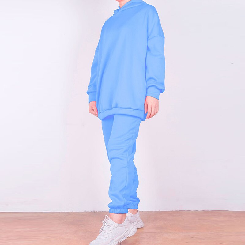 Hooded Sweatshirt and Pants Tracksuit Set