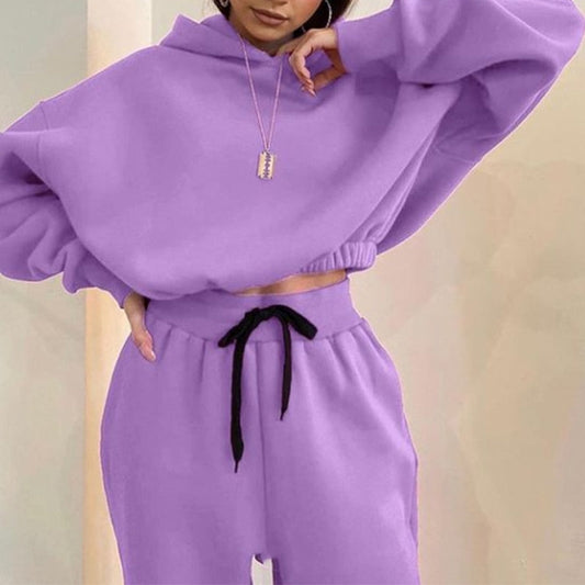 Autumn Winter Loose Fleece Tracksuit Set