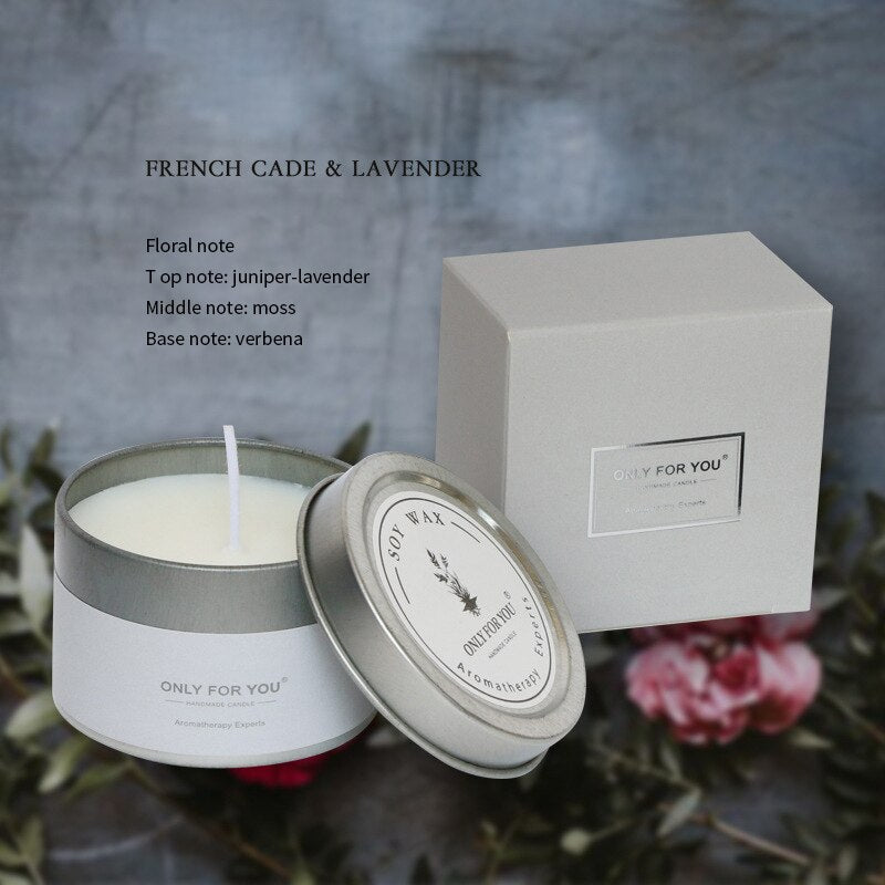 Travel tins for candles black silver tinplate scented candles wedding souvenir with gift box aroma candles in glass for home