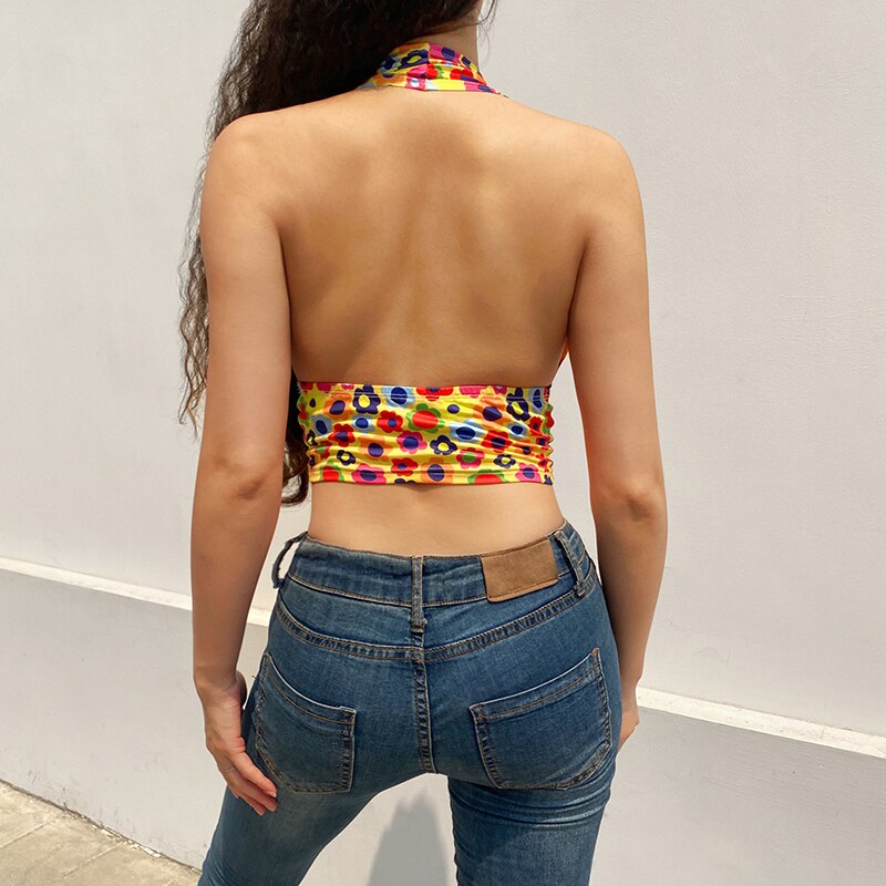 Daisy Printed Crop Tank Tops