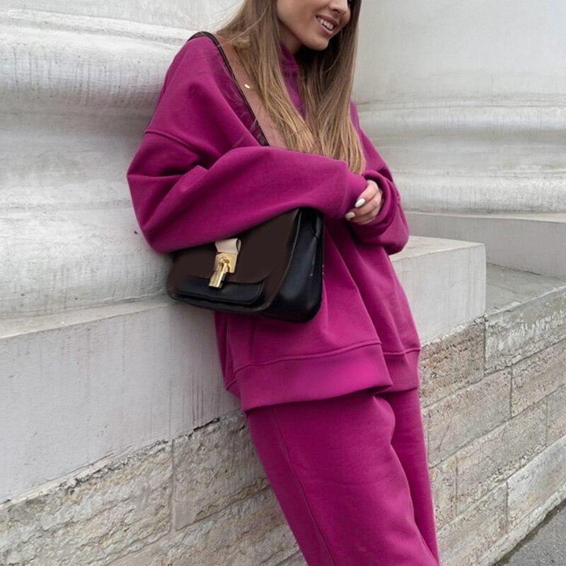 Warm Oversized Fleece Tracksuit 2 Piece Set