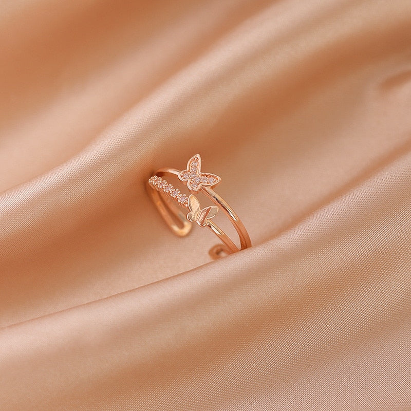 Exquisite Double Opening Butterfly Ring