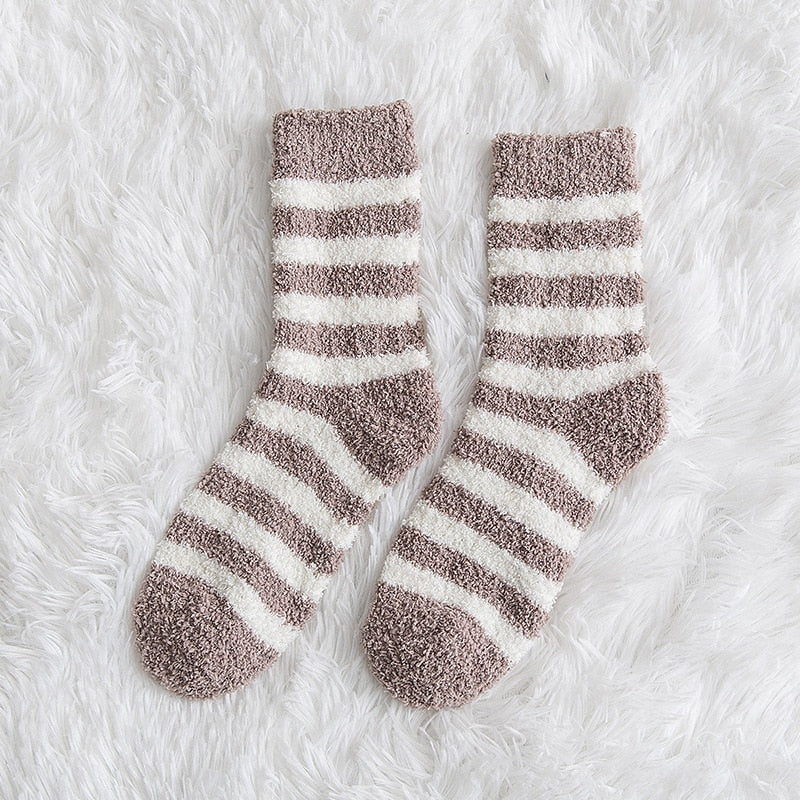 Striped Fluffy Winter Socks