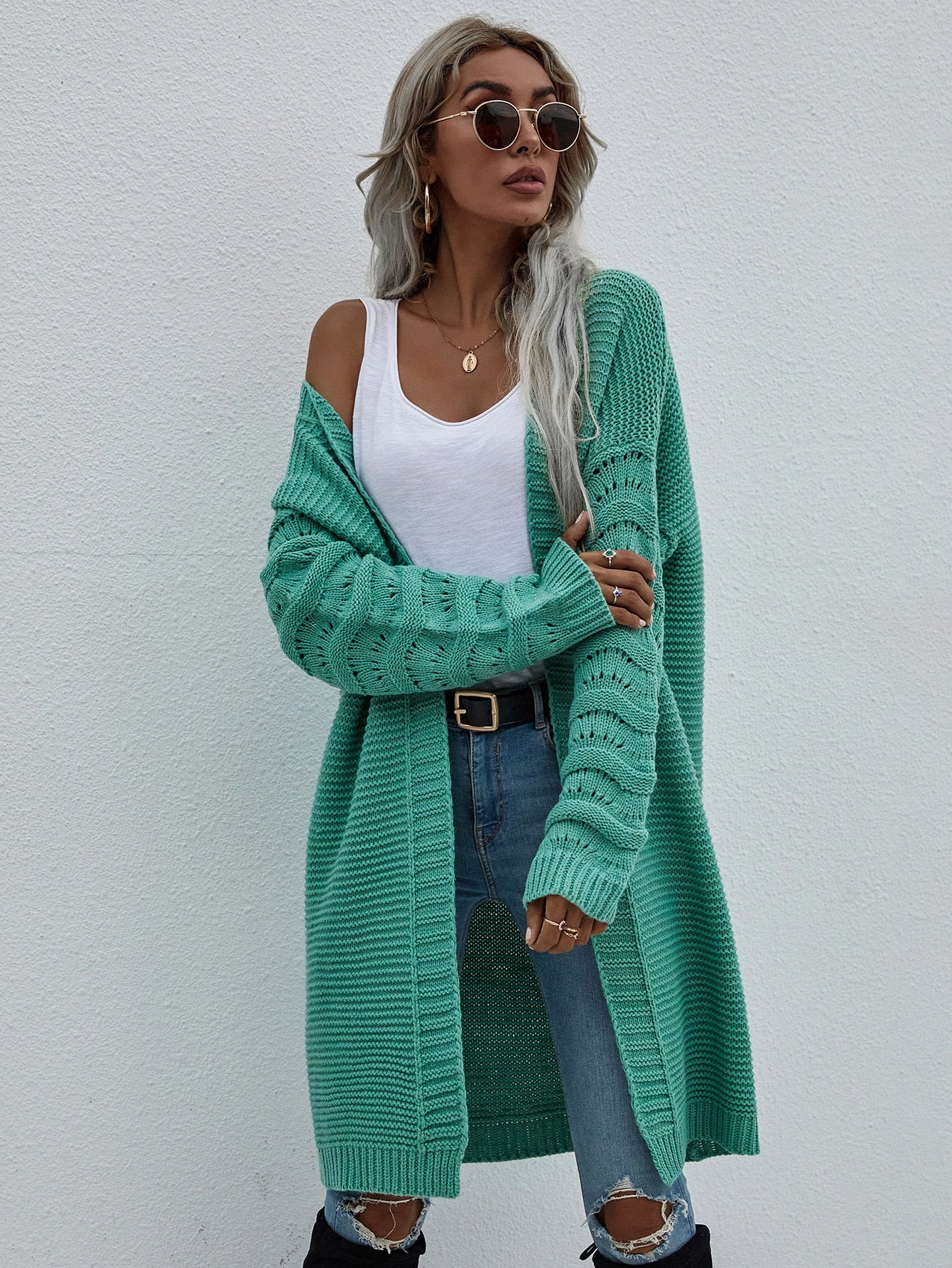 Long Loose Knit Commuter Cardigan