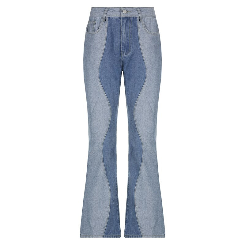 Vintage Low Waist Straight Blue Jeans