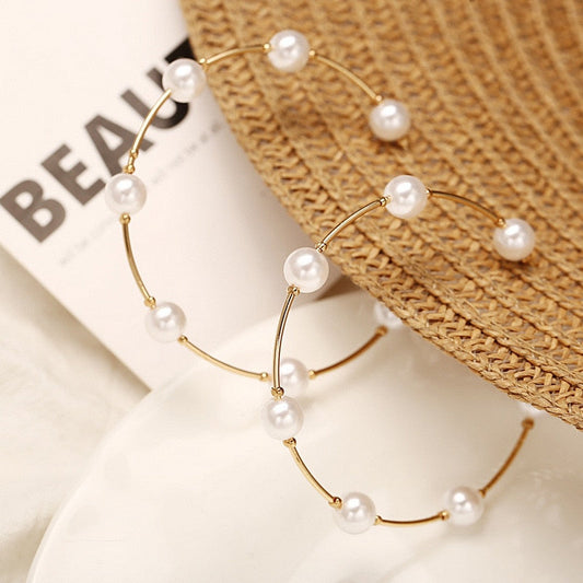 Big Pearl Round Earrings Ring