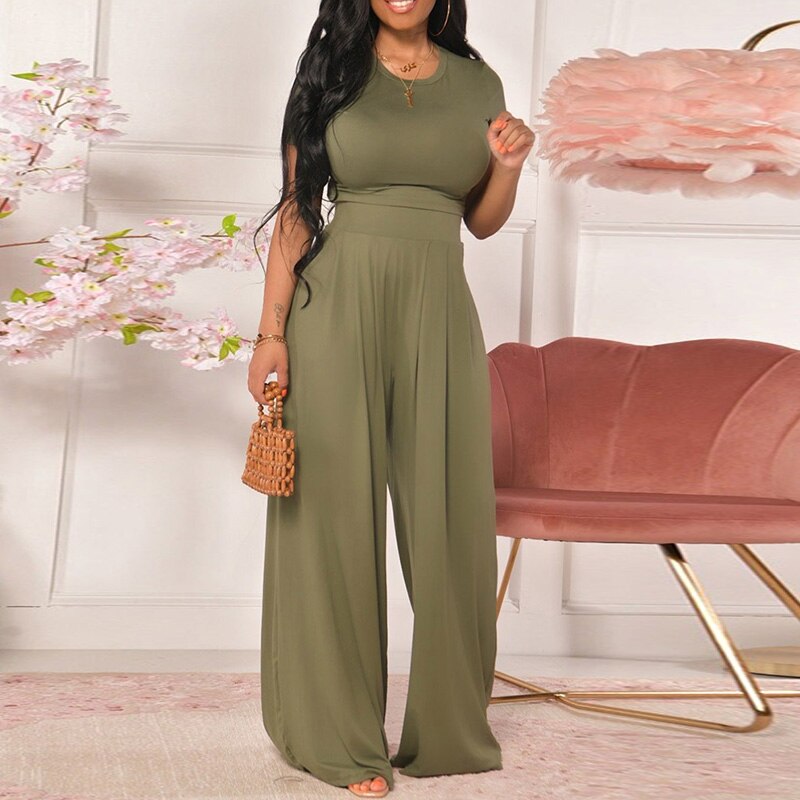 Casual Wide Leg Pants Two Piece Set