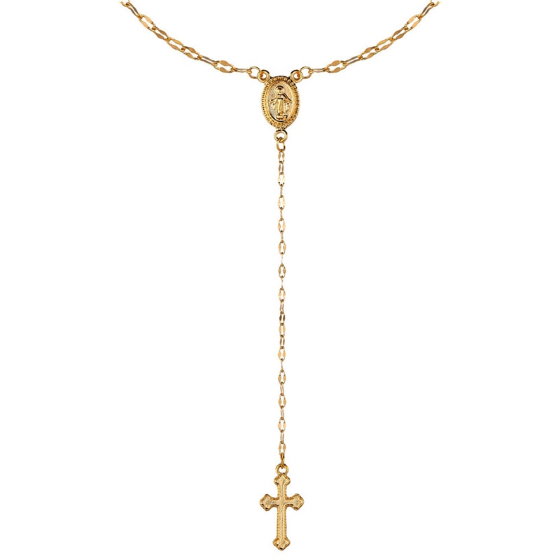 Vintage Christian Cross Rosary Pendant Necklace