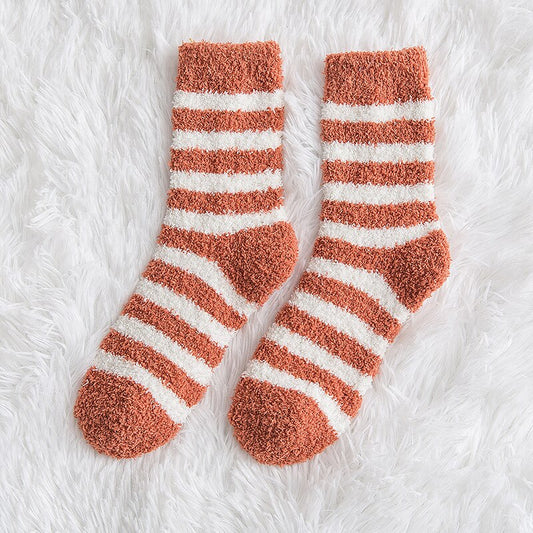 Striped Fluffy Winter Socks