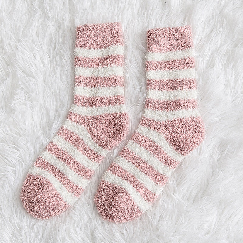 Striped Fluffy Winter Socks