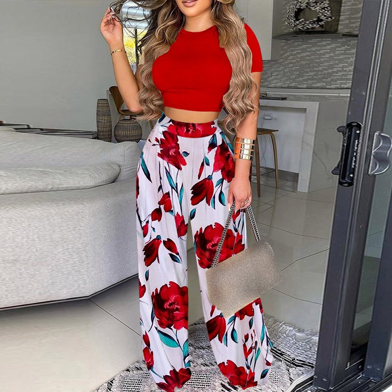 Casual Wide Leg Pants Two Piece Set