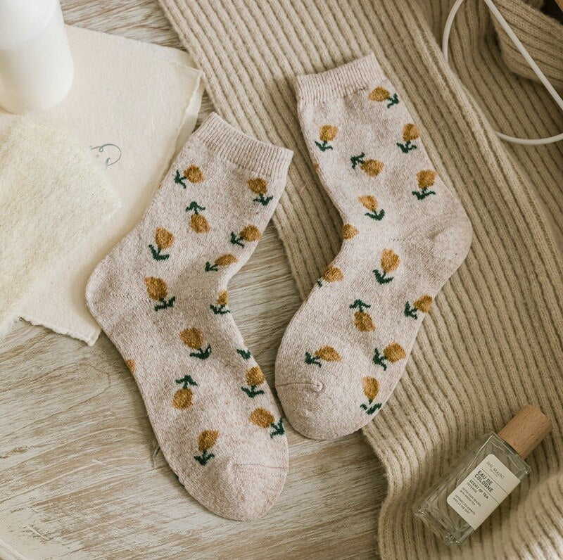 Warm Embroidered Socks