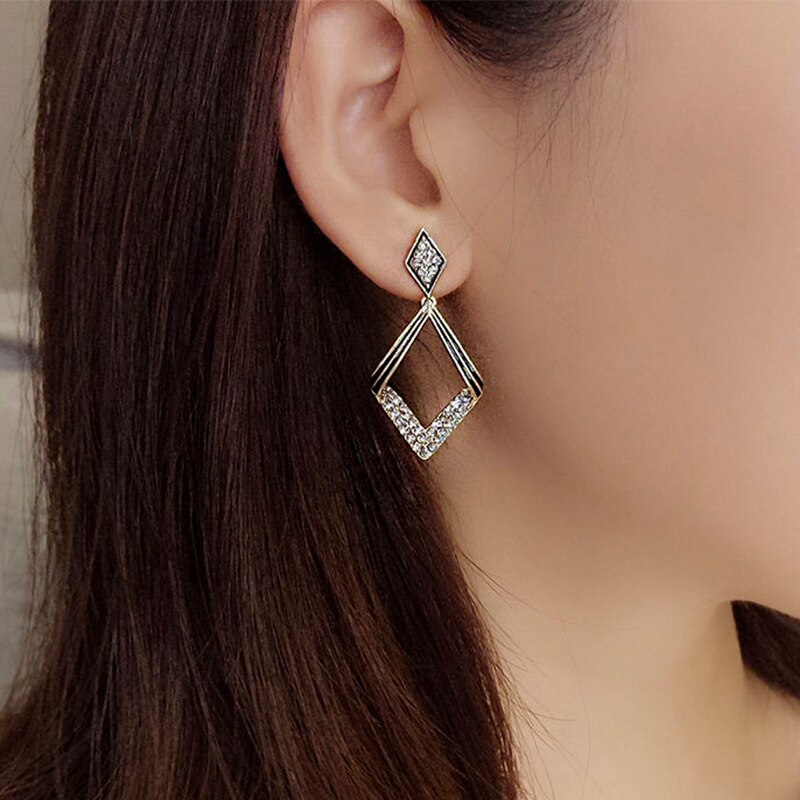 Square Crystal Drop Earring