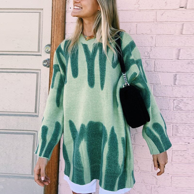 Striped Print Oversized Sweater