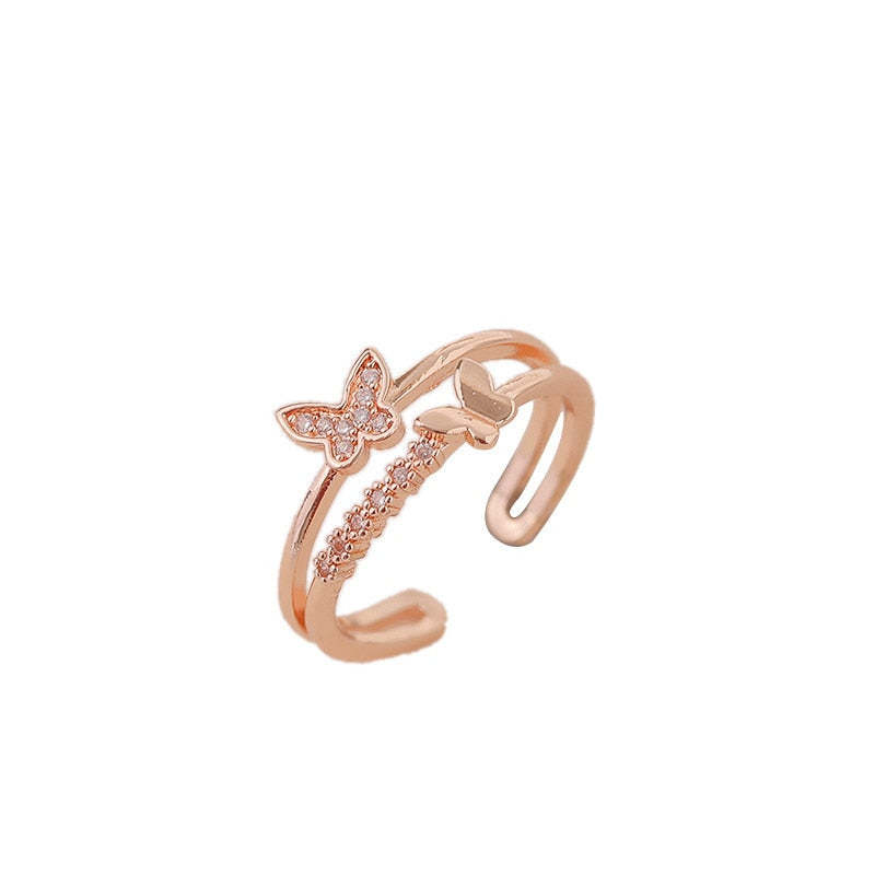 Exquisite Double Opening Butterfly Ring