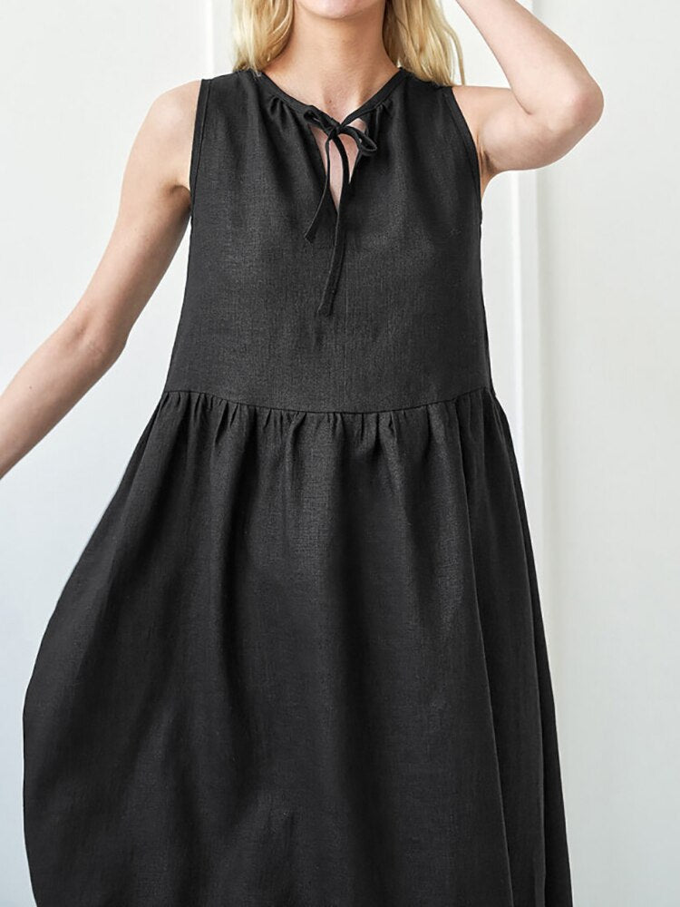 Loose Sleeveless V-Neck Cotton Night Dress