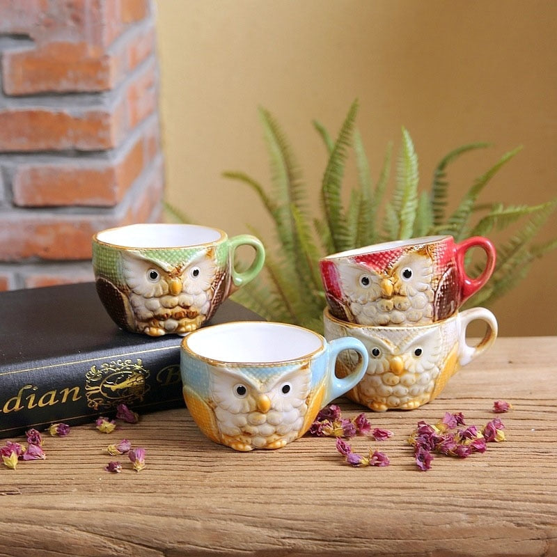 Ceramic Owl Mug Set