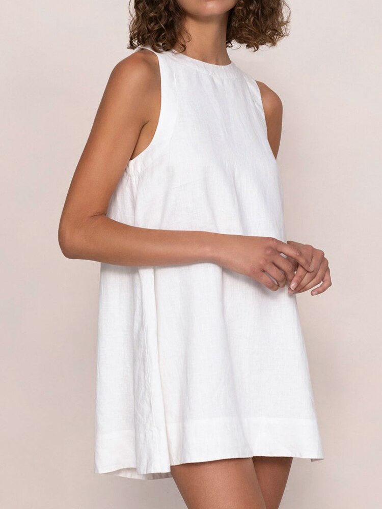 Loose Cotton Sleeveless O-Neck Night Dress